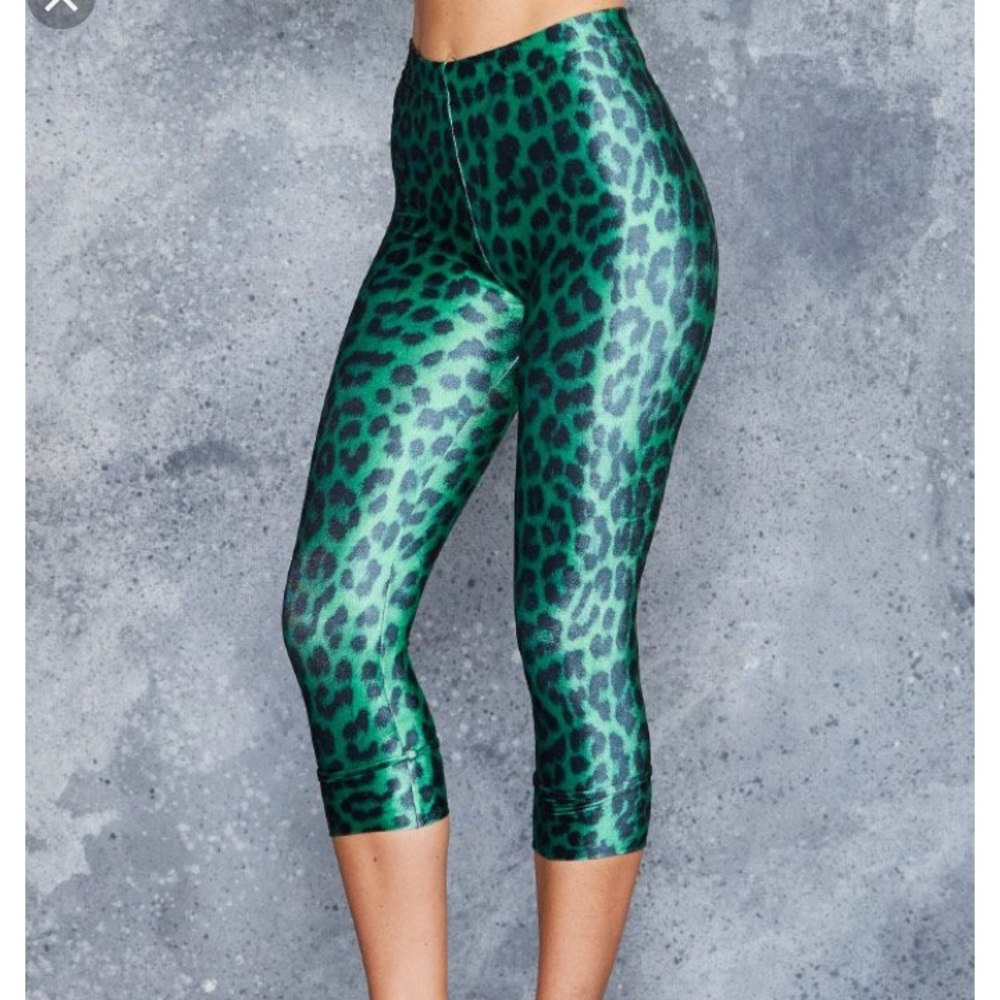 Blackmilk Claws Out Green Velvet crop leggings